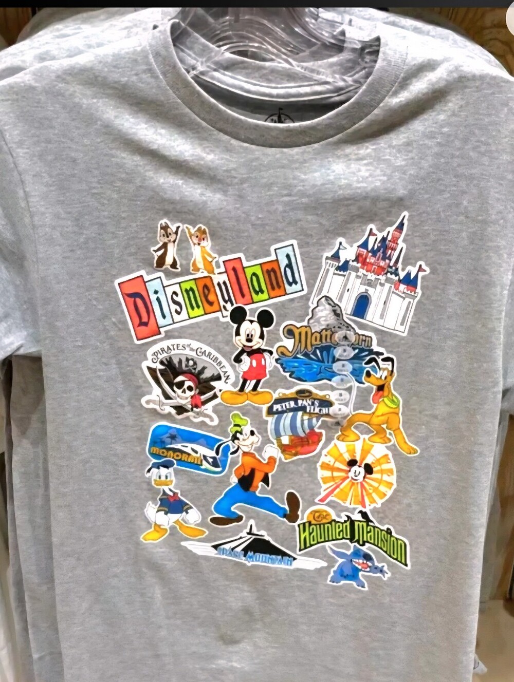 Disney Parks Resorts NWT Retro Sticker Collage Tee. Short Sleeves Gray - Picture 5 of 10